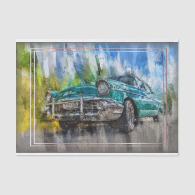 Old Vintage Classic Car Decoupage Tissue Paper (Front)