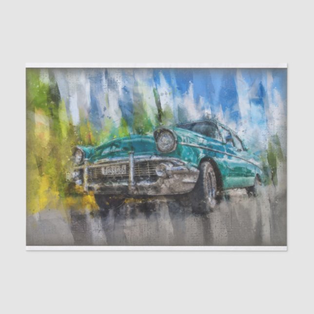 Old Vintage Classic Car Decoupage Tissue Paper (Front)