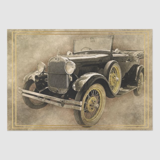 Old Vintage Classic Car Decoupage Tissue Paper (Front)