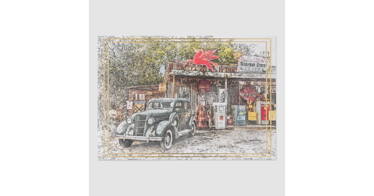 Old Vintage Classic Car Decoupage Tissue Paper | Zazzle