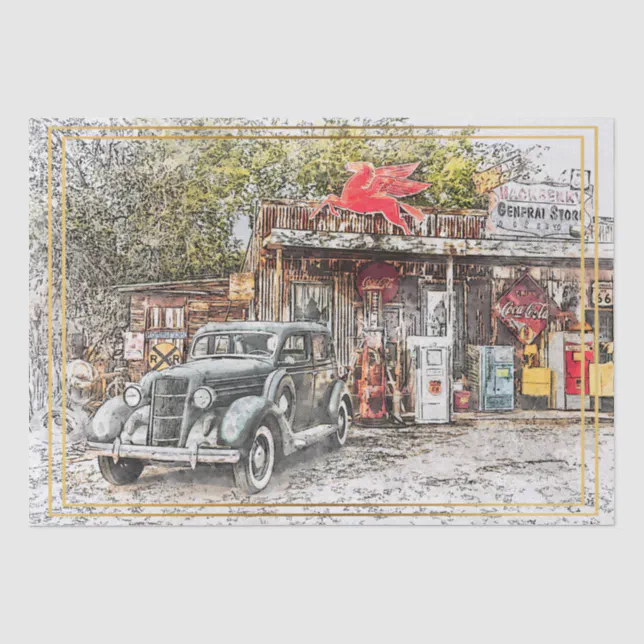 Old Vintage Classic Car Decoupage Tissue Paper | Zazzle