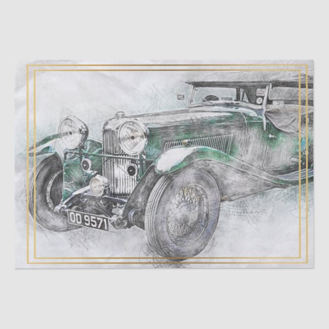 Old Vintage Classic Car Decoupage Tissue Paper (Front)