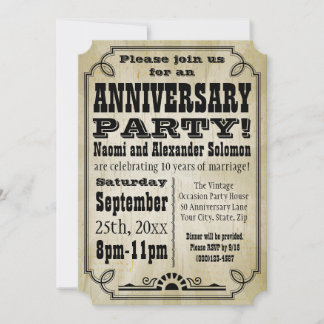 Old Vintage Country Anniversary Party Invitation