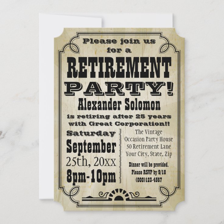 Old Vintage Country Retirement Party Invitation | Zazzle