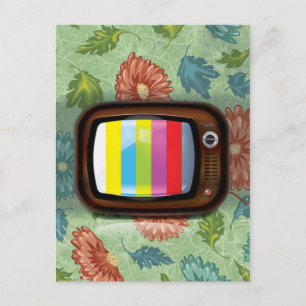 Old Vintage CRT Television Postcard
