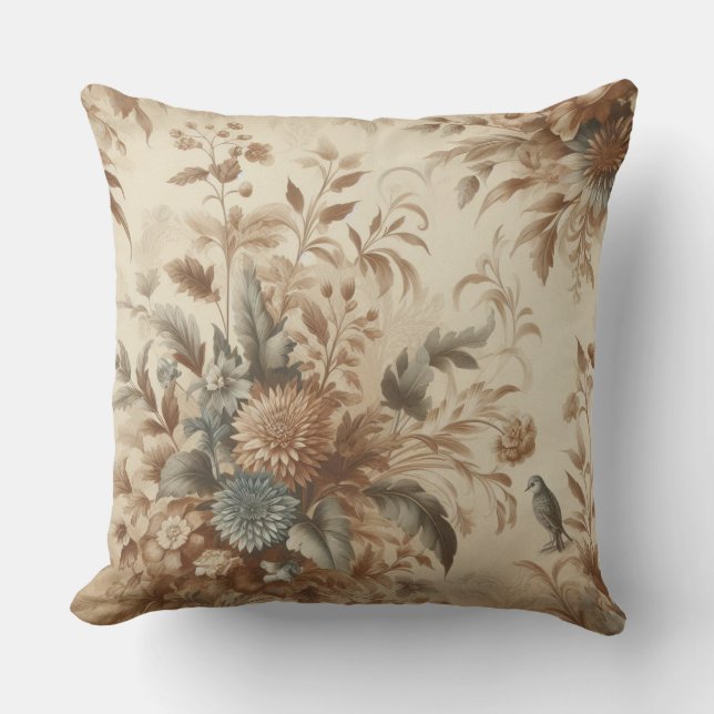 Old Vintage Foliage Design Throw Pillow (Front)