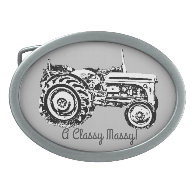old vintage gray massey fergison tractor belt buckle (Front)