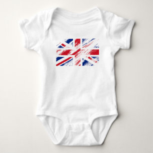Old Vintage Grunge United Kingdom Flag Union Jack Baby Bodysuit