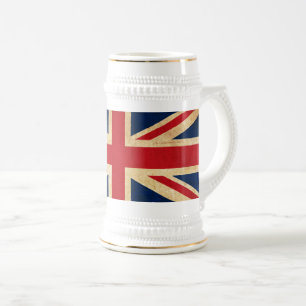 Old Vintage Grunge United Kingdom Flag Union Jack Beer Stein