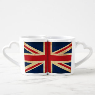 Old Vintage Grunge United Kingdom Flag Union Jack Coffee Mug Set