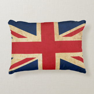 Old Vintage Grunge United Kingdom Flag Union Jack Decorative Pillow
