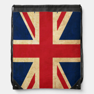 Old Vintage Grunge United Kingdom Flag Union Jack Drawstring Bag