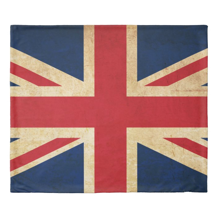 Old Vintage Grunge United Kingdom Flag Union Jack Duvet Cover