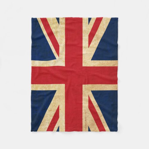 Old Vintage Grunge United Kingdom Flag Union Jack Fleece Blanket