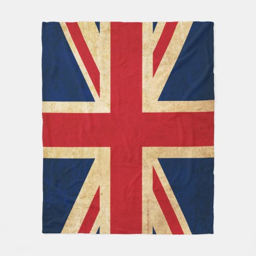 Old Vintage Grunge United Kingdom Flag Union Jack Fleece Blanket