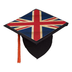 Old Vintage Grunge United Kingdom Flag Union Jack Graduation Cap Topper