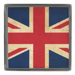 Old Vintage Grunge United Kingdom Flag Union Jack Gunmetal Finish Lapel Pin