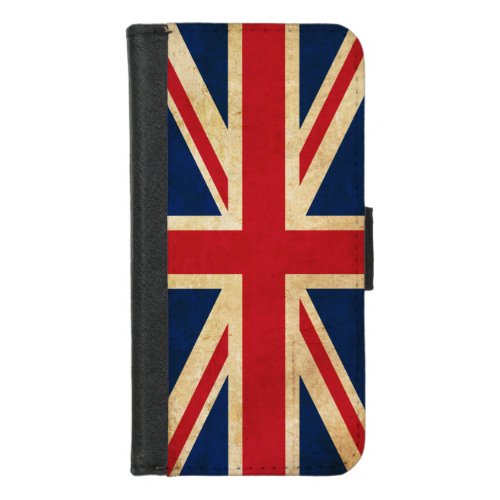 Old Vintage Grunge United Kingdom Flag Union Jack iPhone 87 Wallet Case