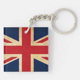 Old Vintage Grunge United Kingdom Flag Union Jack Keychain