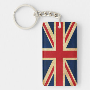Old Vintage Grunge United Kingdom Flag Union Jack Keychain