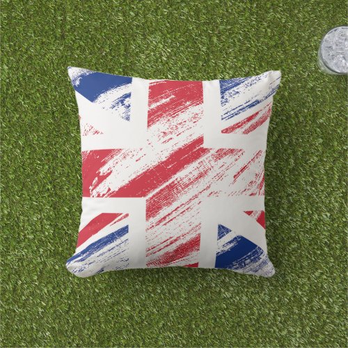 Old Vintage Grunge United Kingdom Flag Union Jack Outdoor Pillow