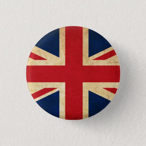 Old Vintage Grunge United Kingdom Flag Union Jack Pinback Button