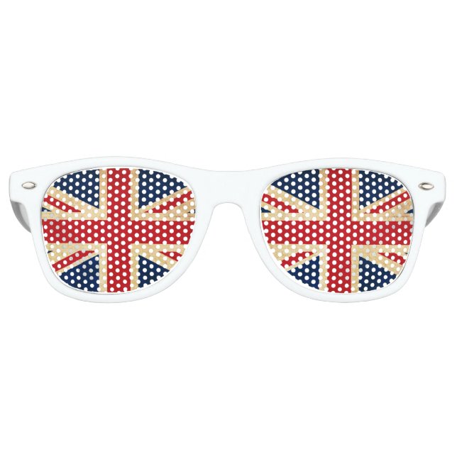 Old Vintage Grunge United Kingdom Flag Union Jack Retro Sunglasses (Front)