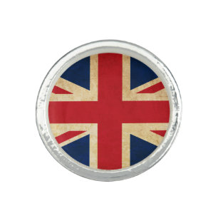 Old Vintage Grunge United Kingdom Flag Union Jack Ring