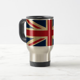 Old Vintage Grunge United Kingdom Flag Union Jack Travel Mug