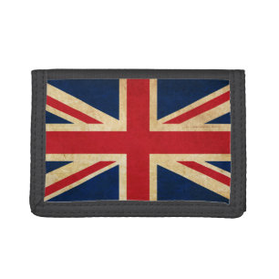 Old Vintage Grunge United Kingdom Flag Union Jack Tri-fold Wallet