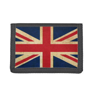 Old Vintage Grunge United Kingdom Flag Union Jack Trifold Wallet