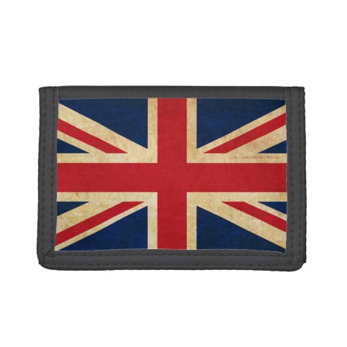 Old Vintage Grunge United Kingdom Flag Union Jack Trifold Wallet