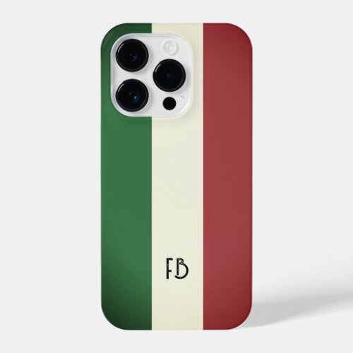 Old vintage Italian flag of Italy custom monogram iPhone 14 Pro Case