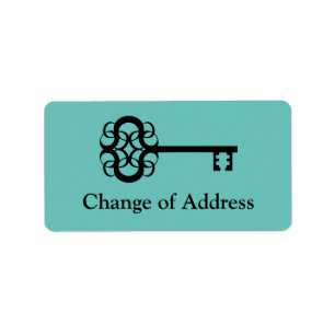 Old vintage key Change of address Label