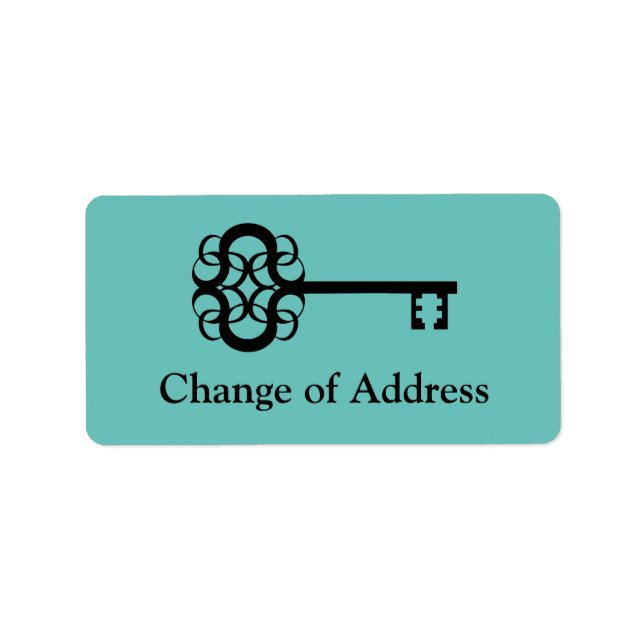 Old vintage key Change of address Label (Front)