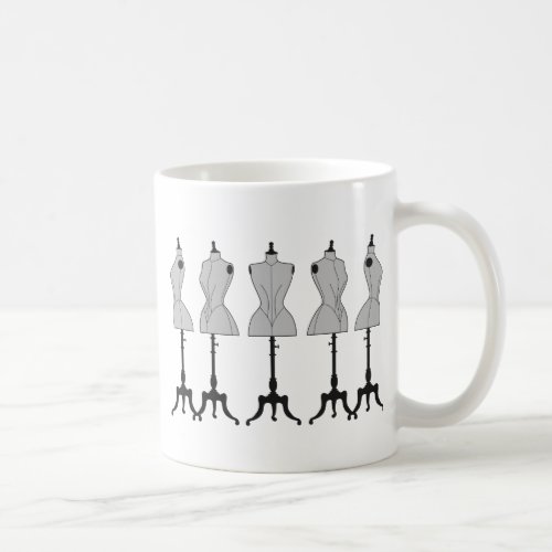 Old vintage mannequins fashion illustration coffee mug