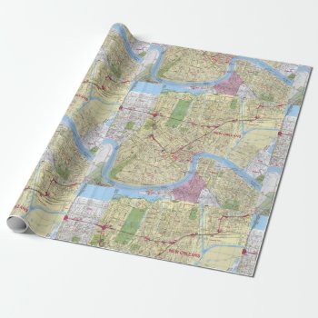 Old Vintage Map Of New Orleans Wrapping Paper by figstreetstudio at Zazzle