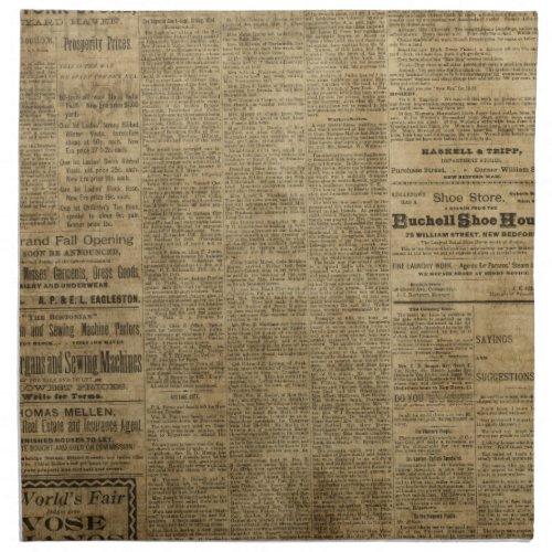 Old Vintage Newspaper Napkin