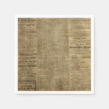 Old Vintage Newspaper Paper Napkins by BackgroundArt at Zazzle