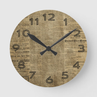 Old Vintage Newspaper Round Clock