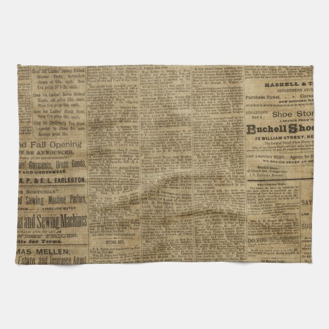 Old Vintage Newspaper Towel (Horizontal)