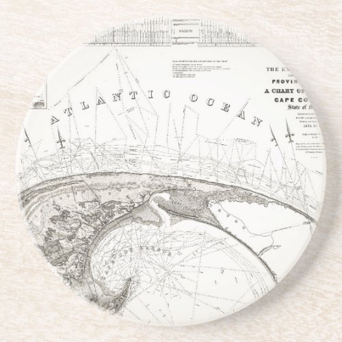 Old Vintage Provincetown Cape Cod Map Sandstone Coaster