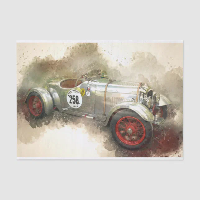 Old Vintage Racing Car Decoupage Tissue Paper | Zazzle