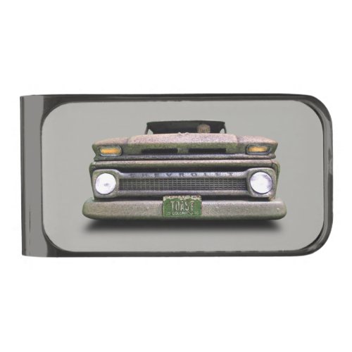 Old Vintage Rat Rod Pickup Truck Zombie Driver Gunmetal Finish Money Clip