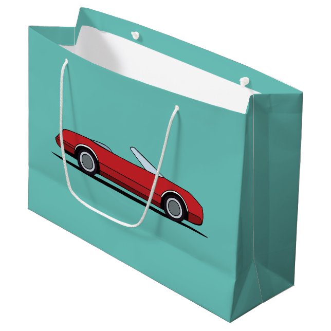 Old Vintage Red Car Birthday Large Gift Bag (Front Angled)