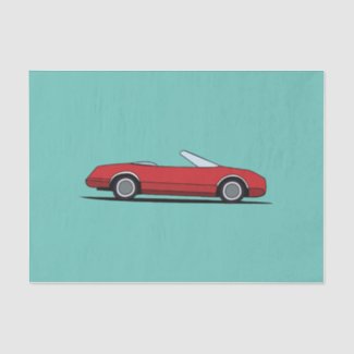 Old Vintage Red Car Birthday Tissue Paper