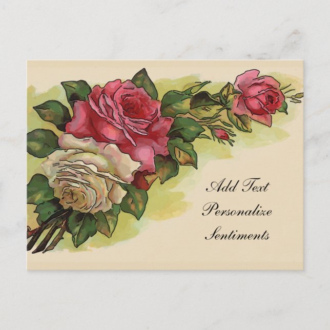 Old Vintage Rose, Edit Text Card (Front)