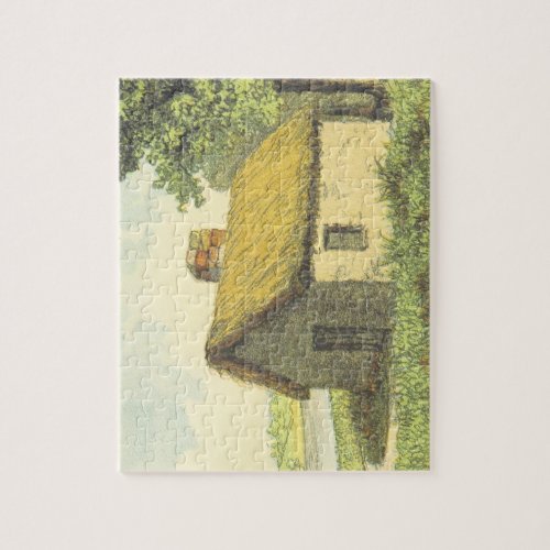 Old Vintage Rustic Cottage With a Thatched Roof Jigsaw Puzzle