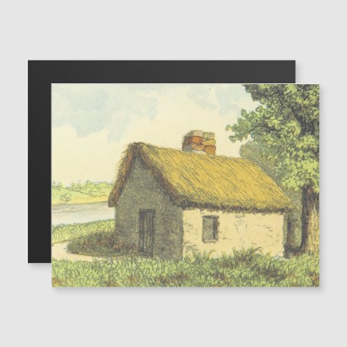 Old Vintage Rustic Cottage With a Thatched Roof Magnetic Invitation