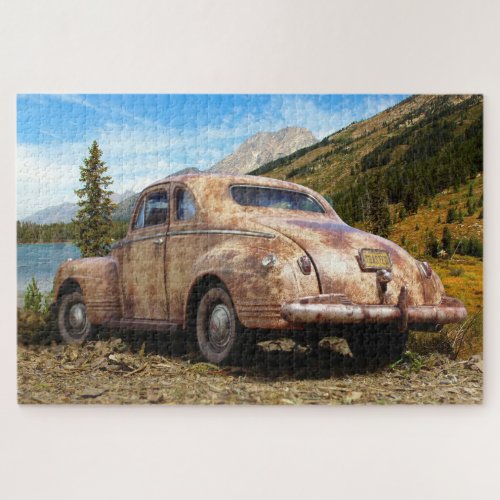 Old Vintage Rusty Barn Find Car Automobile Jigsaw Puzzle